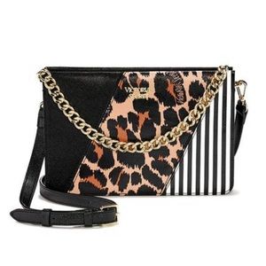 VS Faux Saffiano Leather Leopard Crossbody Bag